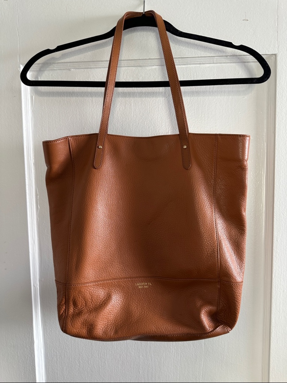 Lauren Ralph Lauren Tan Leather Shoulder Tote